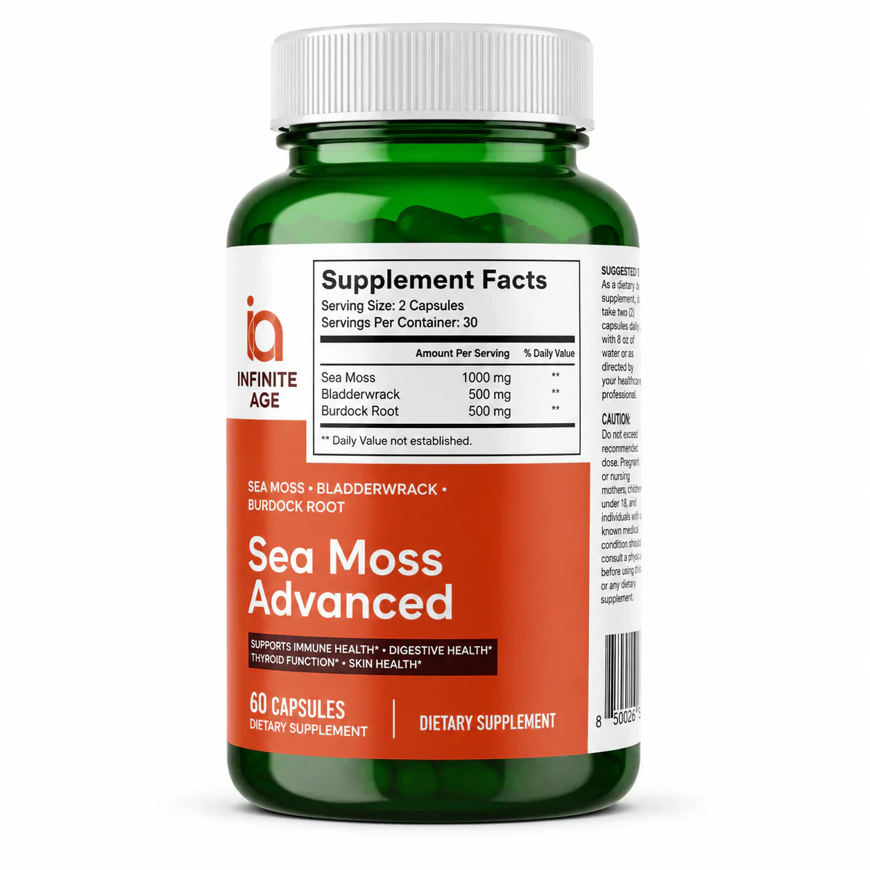 INFINITE AGE 1250mg Sea Moss Advanced Superfood Capsules,180(3packs)