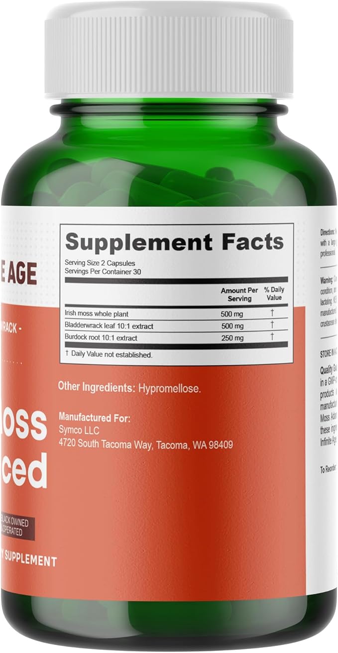 INFINITE AGE 2 Pack of 1250mg Sea Moss Advanced Superfood Capsules, 120 Count