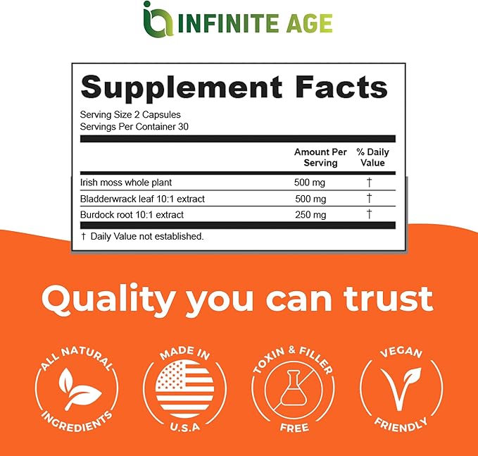 INFINITE AGE 2 Pack of 1250mg Sea Moss Advanced Superfood Capsules, 120 Count