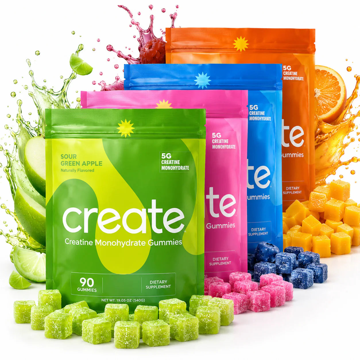 Create Creatine Monohydrate Gummies – All Flavors – 90 Count