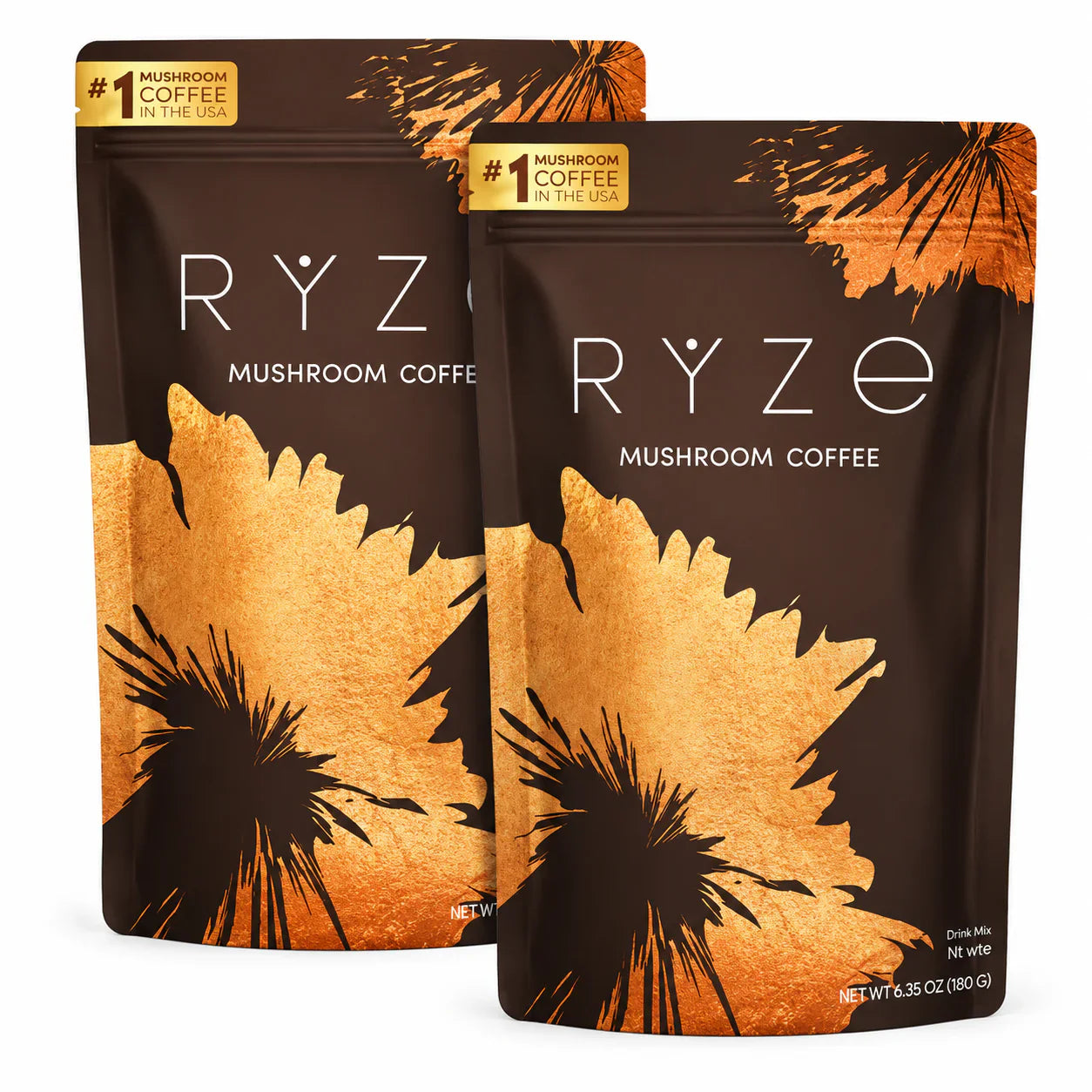 RYZE Mushroom Coffee – Superfood Mushroom Coffee Drink Mix, 30 Servings, 6.35 oz (2-Pack)