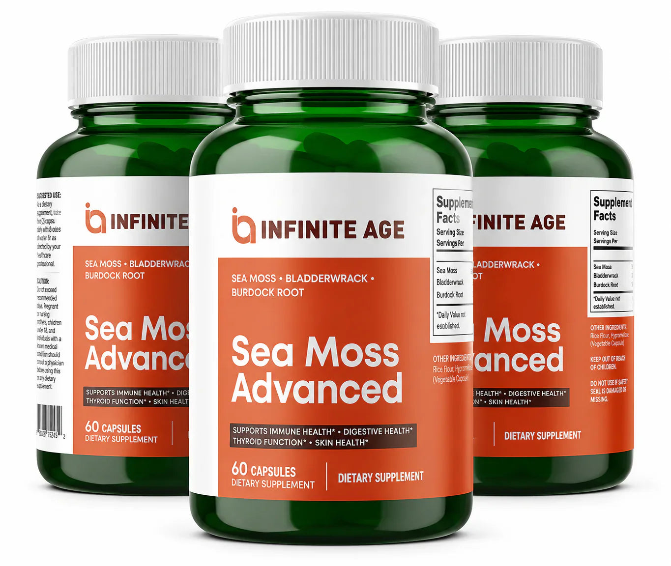 INFINITE AGE 1250mg Sea Moss Advanced Superfood Capsules,180(3packs)