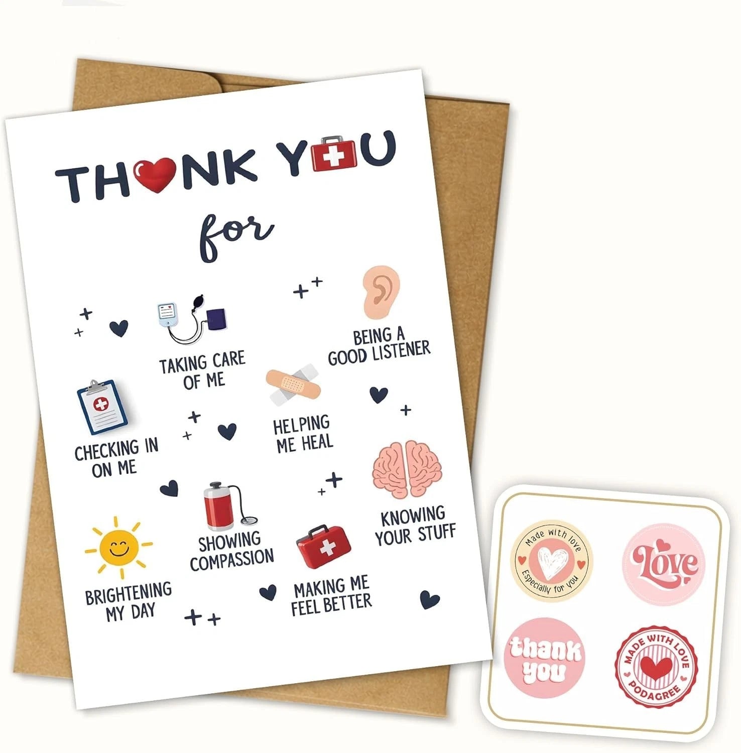 Thank You Medical Appreciation Card Healthcare Worker Gratitude Card for Doctor