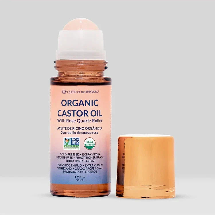 Queen of the Thrones Organic Castor Oil w/ Rose Quartz Roller